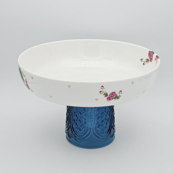 Golesorkhi Low Bowl With Gold Touches & Blue Stand