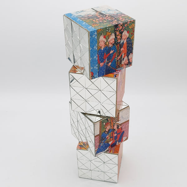 Hand Cut Mirror Cube Decorative Object