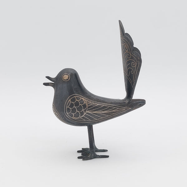 Hand Crafted Decorative Iron Birds with Silver inlay