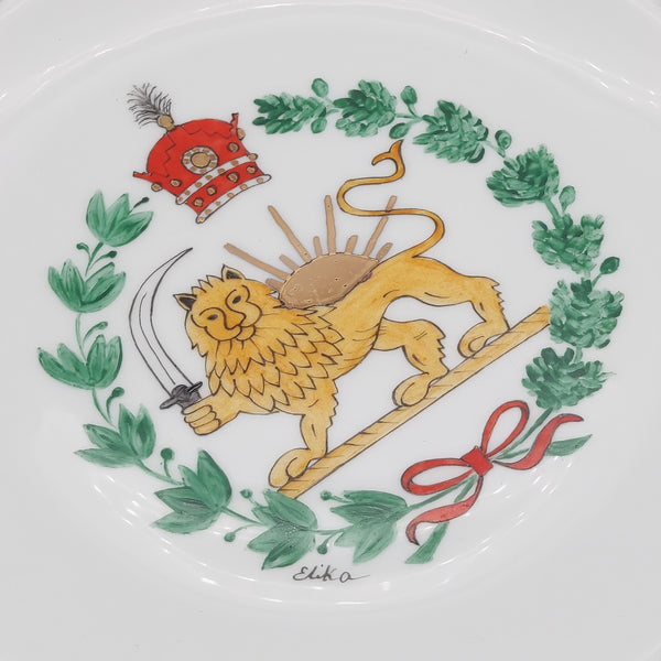 Hand Painted ShiroKhorshid Round Plate with Gold Touches