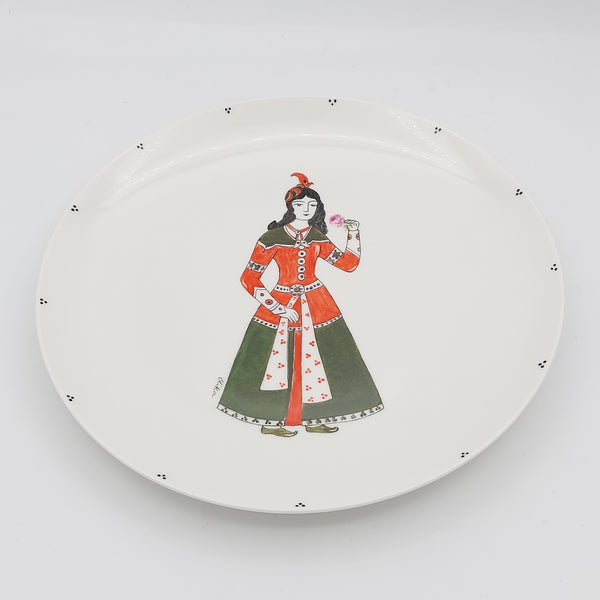 Hand Painted Rose Qajar Lady Plate
