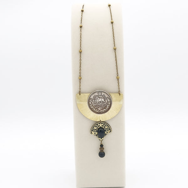 Pahlavi Coin Brass Long Necklace