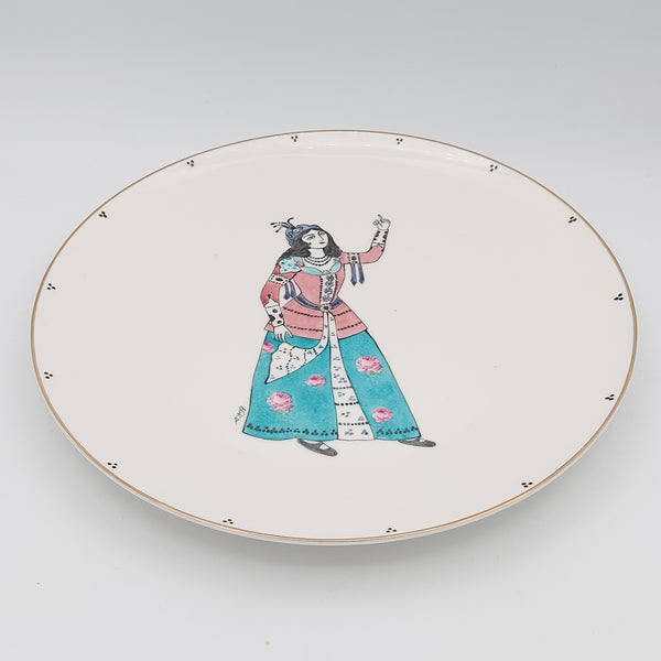 Hand Painted Qajar Golgoli Banou Plate
