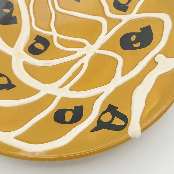 Handmade Ceramic Ochre Plate with Calligraphy