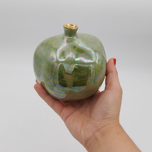 Decorative Olive Green Ceramic Pomegranate