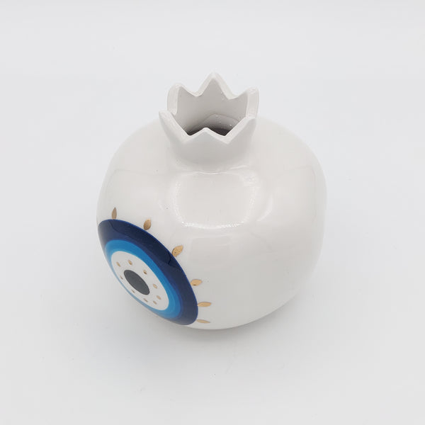 Evil Eye Ceramic Pomegranate with Gold Touches