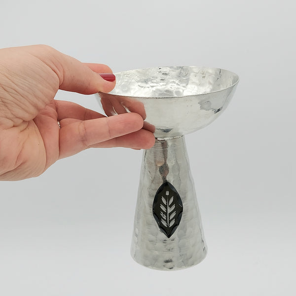 Footed Copper Bowl with Etched Mirror