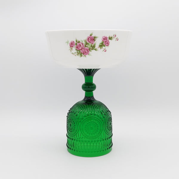 Golesorkhi Shallow Bowl With Tall Green Glass Stand
