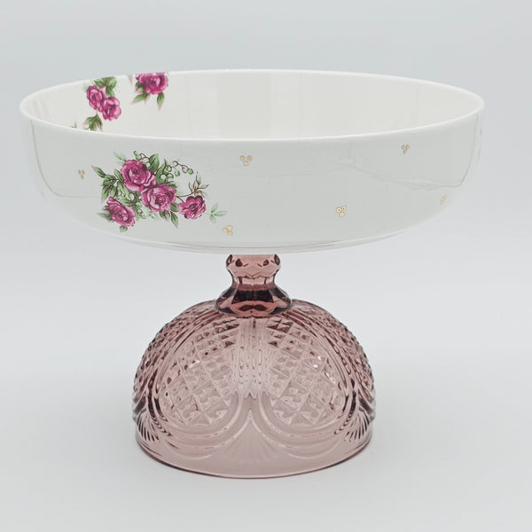 Golesorkhi Low Bowl With Gold Touches & Short Glass Stand