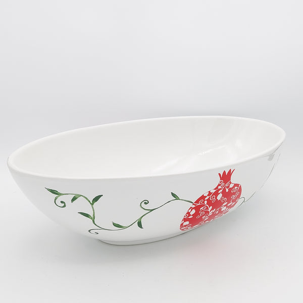 Hand Painted Pomegranate Large Oval Ceramic Bowl