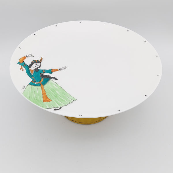 Hand Painted Ghajar Dance Dish with Stand