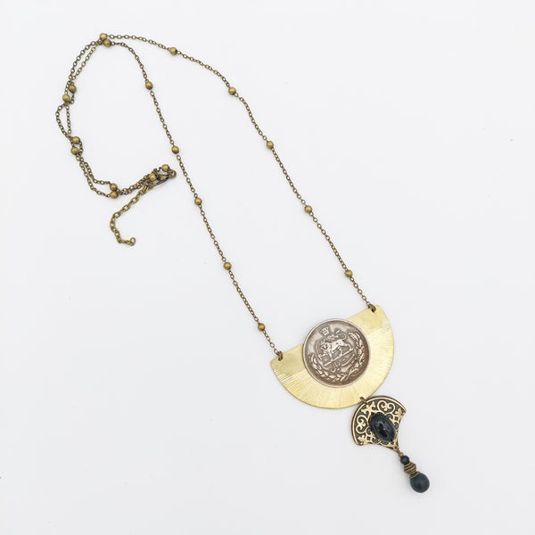 Pahlavi Coin Brass Long Necklace