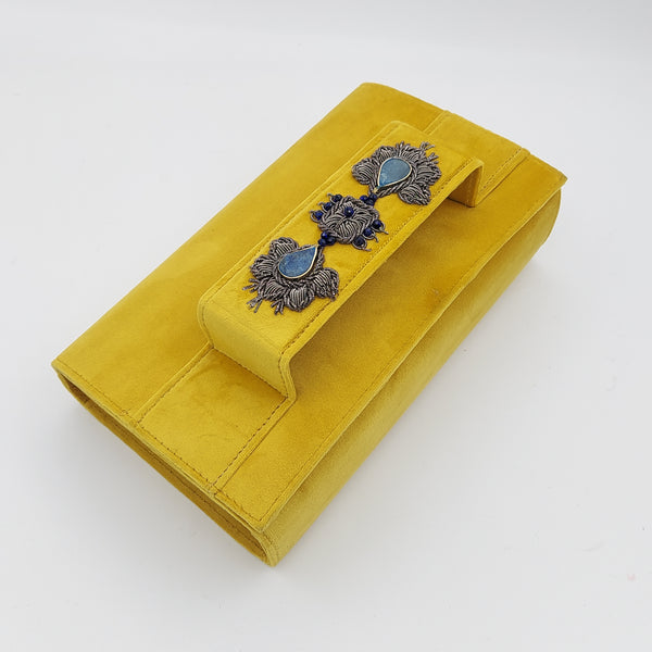 Yellow Amood Clutch with Lapis