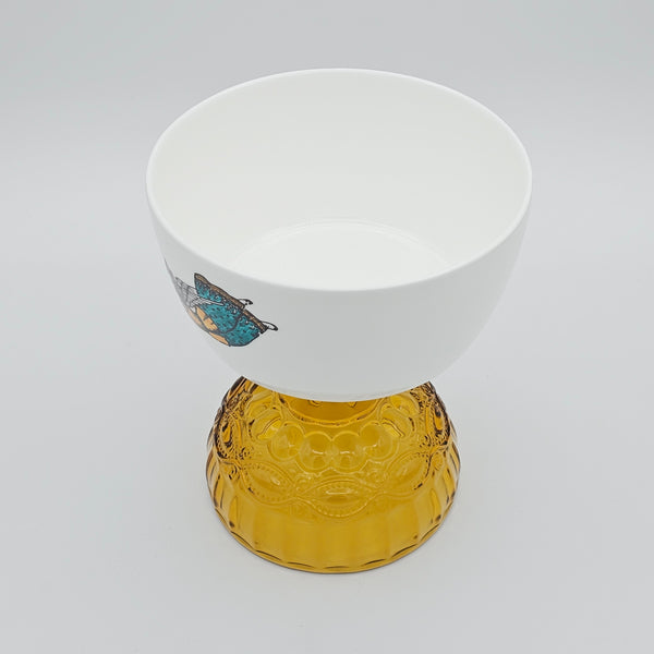 Hand Painted Persian Angel Deep Bowl with Glass Stand