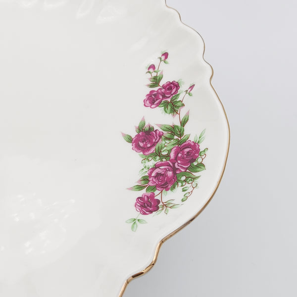 Wavy Golesorkhi Serving Plate With Gold Rim & Purple Glass Stand