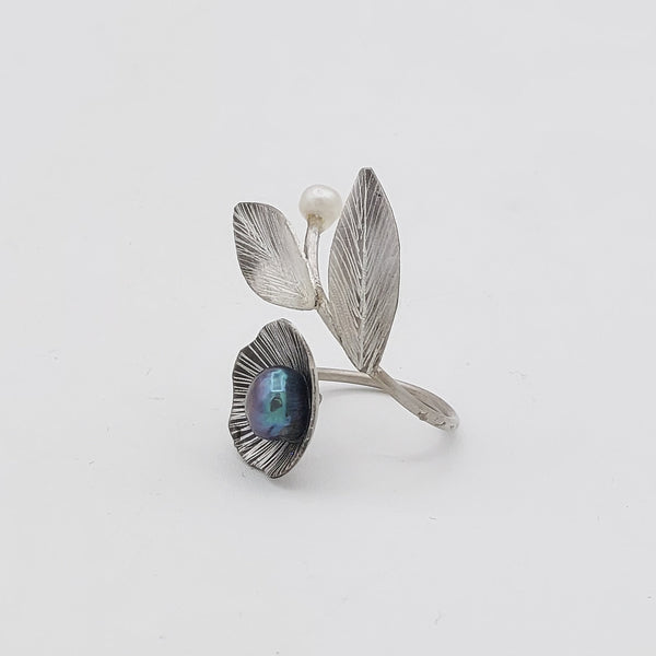 Pearl Blossom Silver Ring