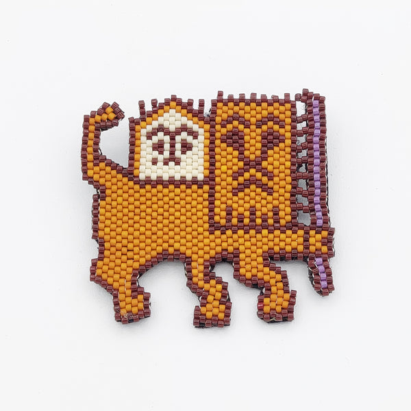 Shir o Khorshid Hand-Beaded Brooch