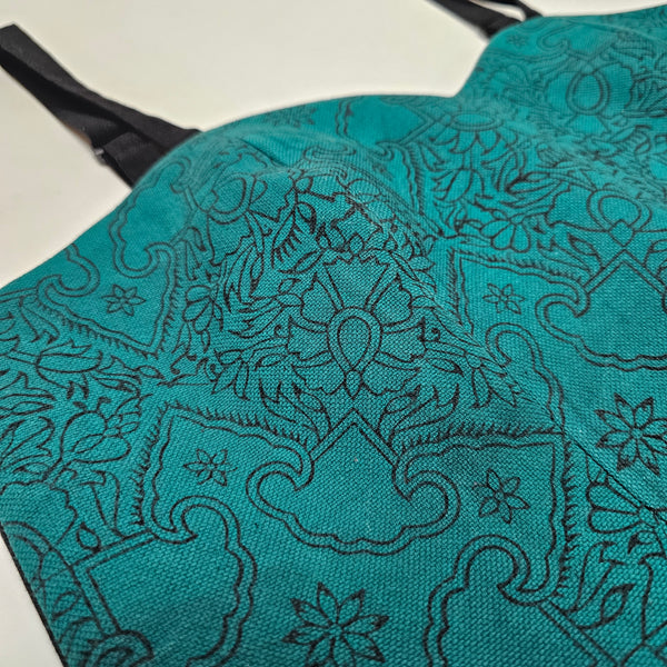 Green Qalamkari Crop Top