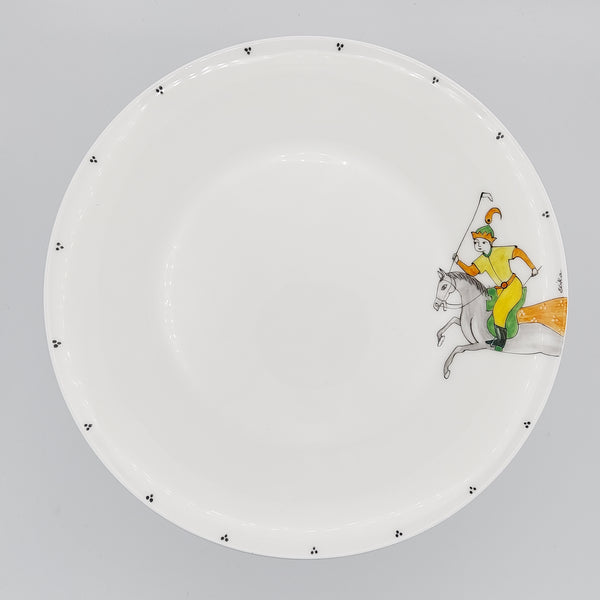 Hand Painted Chogan Serving Plate with Amber Glass Stand