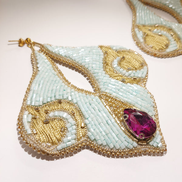 Ocean Hand Beaded Earring