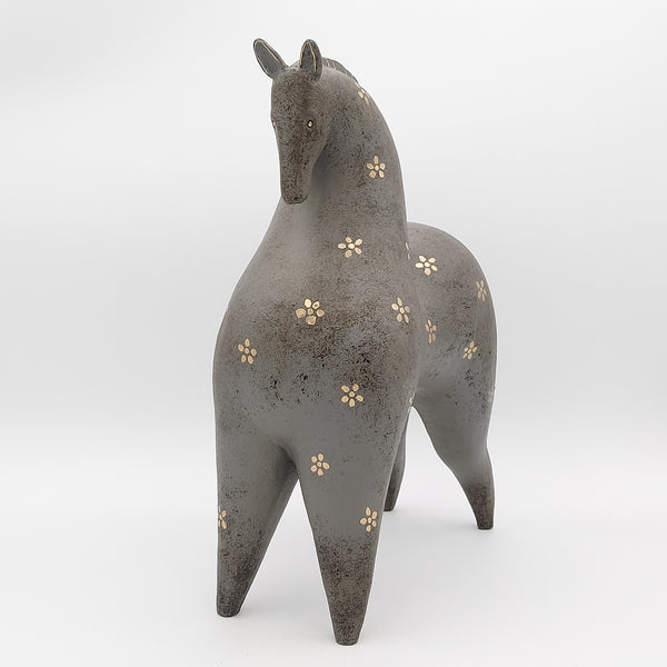 Decorative Majestic Horse Sculpture with Gold Touches