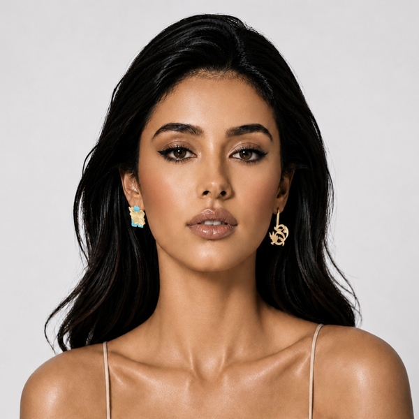 Asymmetrical Bird of Homeland Brass Earrings