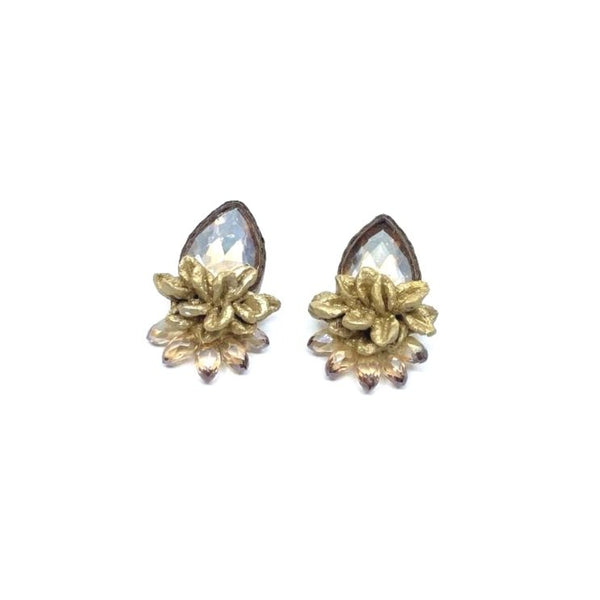 Yellow Tear Gem Paper Mache Earrings