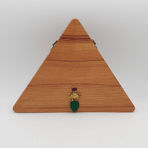 Triangle Wooden Clutch with Shirokhorshid Accent