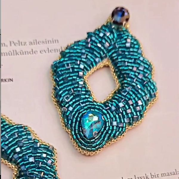 Sky Hand Beaded Earring