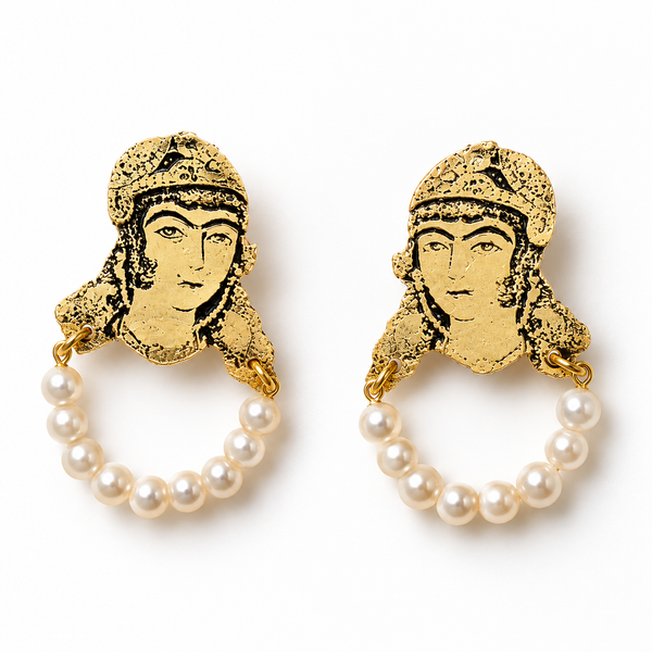 Qajar Brass Earrings with Pearl
