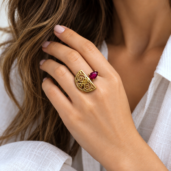 Kaman Brass Ring with Tear Gem