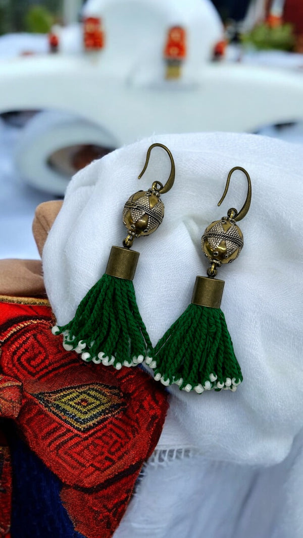 Green Tassels Earrings