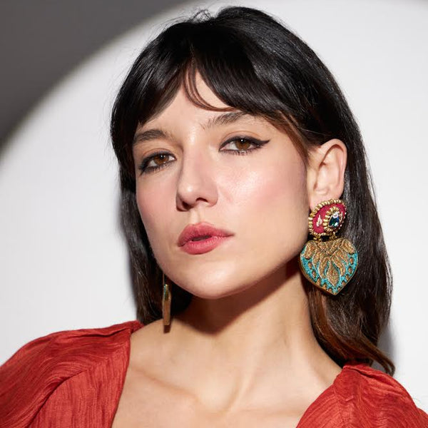 Red & Green Big Hearts Earrings