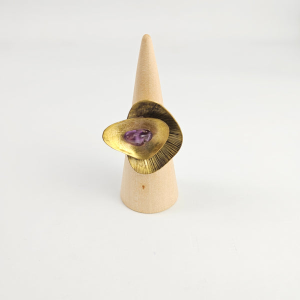 Handmade Brass Ring with Amethyst