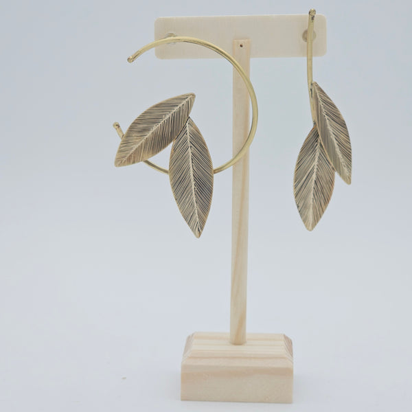 Asymmetrical Leaves Brass Earrings