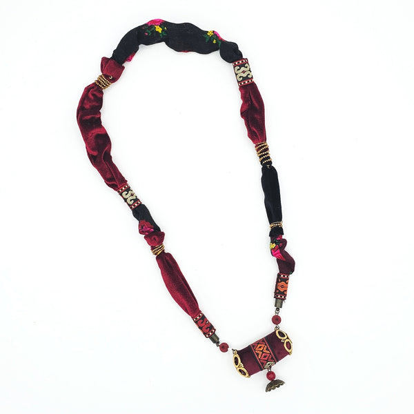 Red Vintage Patchwork Necklace