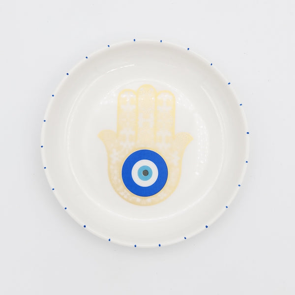 Hamsa Hand Rounded Appetizer Plate with Gold