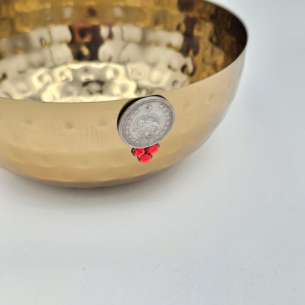 Classic Steel Bowl with Pahlavi Coin Design