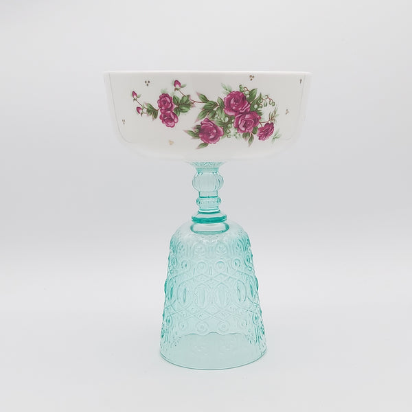 Golesorkhi Bowl With Gold Touches & Turquoise Glass Stand