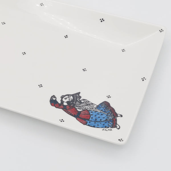 Hand Painted Persian Angel Rectangular Dish