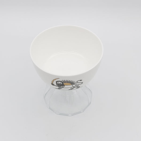 Small Shirokhorshid Bowl with Gold Touches & Clear Glass Stand