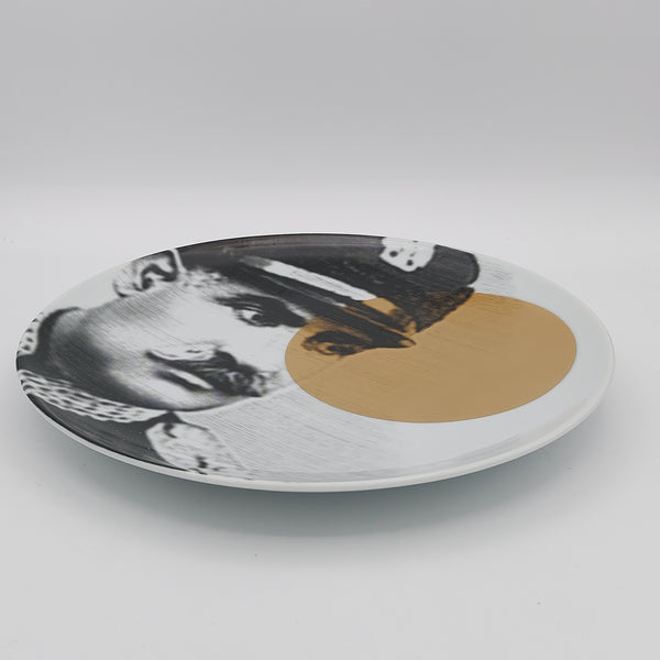 Reza Shah Pahlavi Porcelain Plate with Gold Circle