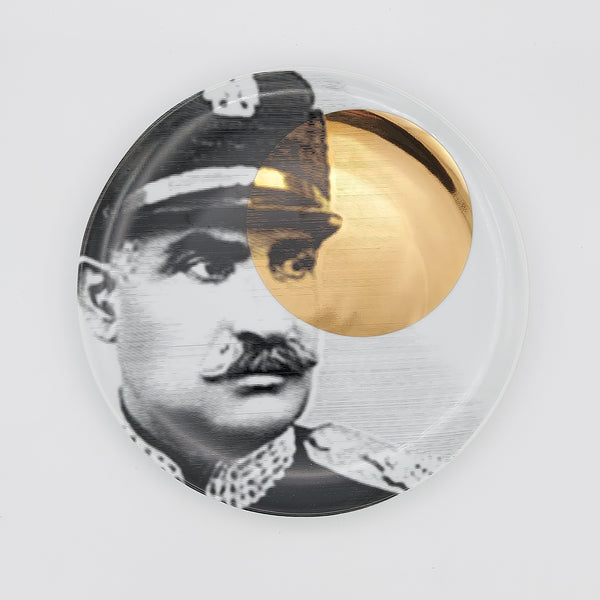 Reza Shah Pahlavi Porcelain Plate with Gold Circle