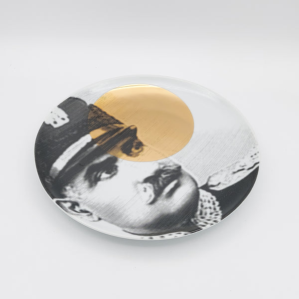 Reza Shah Pahlavi Porcelain Plate with Gold Circle