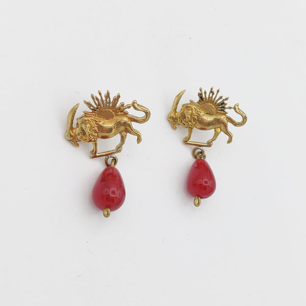 Shirokhorshid Brass Earrings with Stone Drop