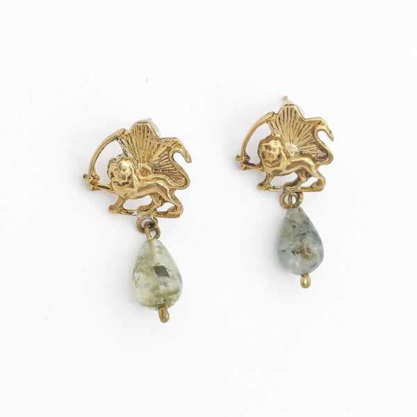 Shirokhorshid Brass Earrings with Stone Drop