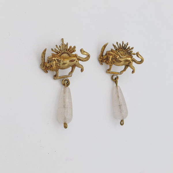 Shirokhorshid Brass Earrings with Stone Drop