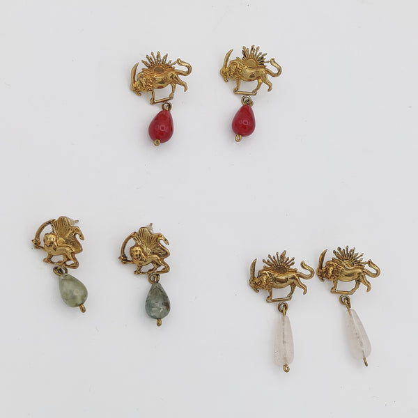 Shirokhorshid Brass Earrings with Stone Drop