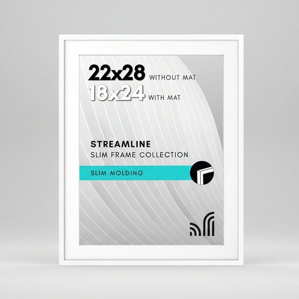 White Frame with Mat for 18"x24" Posters