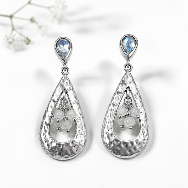 Opal & Silver Teardrop Earrings